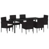 Ensemble de salle à manger pour jardin 7 pcs Noir polyrotin 563337563337