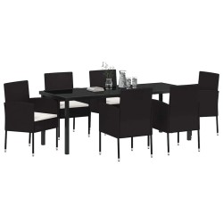 Ensemble de salle à manger pour jardin 7 pcs Noir polyrotin 563337563337
