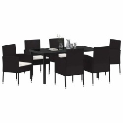 Ensemble de salle à manger pour jardin 7 pcs Noir polyrotin 563338563338