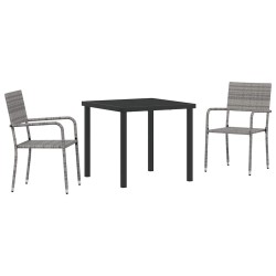Ensemble de salle à manger pour jardin 3 pcs Gris polyrotin 563339563339