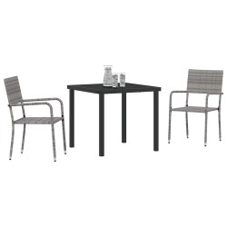 Ensemble de salle à manger pour jardin 3 pcs Gris polyrotin 563339563339