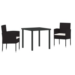 Ensemble de salle à manger pour jardin 3 pcs Noir polyrotin 563340563340