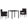 Ensemble de salle à manger pour jardin 3 pcs Noir polyrotin 563340563340