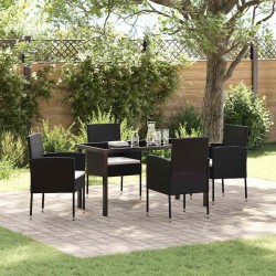 Ensemble de salle à manger pour jardin 5 pcs Noir polyrotin 563342563342
