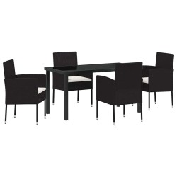 Ensemble de salle à manger pour jardin 5 pcs Noir polyrotin 563342563342