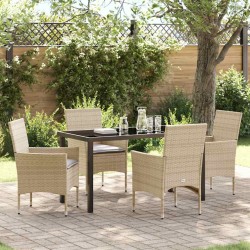 Ensemble de salle à manger pour jardin 5 pcs Beige polyrotin 563345563345