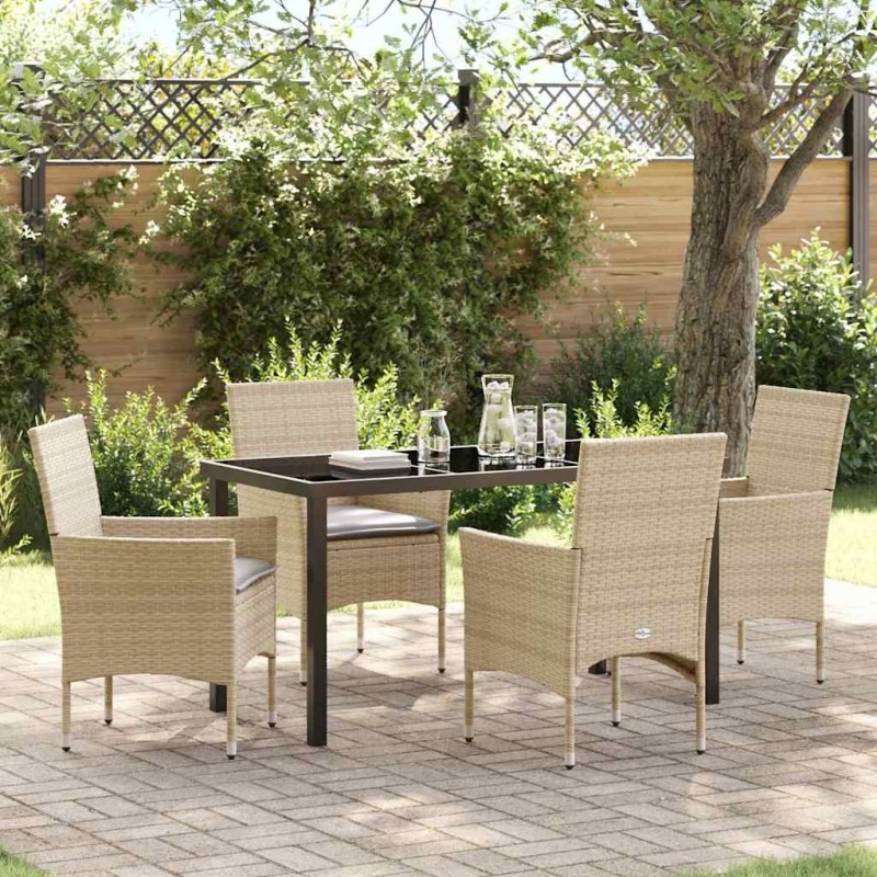Ensemble de salle à manger pour jardin 5 pcs Beige polyrotin 563345563345