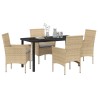 Ensemble de salle à manger pour jardin 5 pcs Beige polyrotin 563345563345