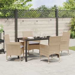 Ensemble de salle à manger pour jardin 5 pcs Beige polyrotin 563345563345