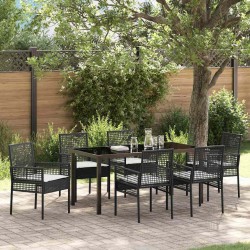 Ensemble de salle à manger pour jardin 7 pcs Noir polyrotin 563347563347