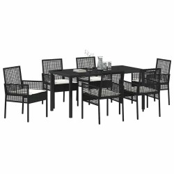 Ensemble de salle à manger pour jardin 7 pcs Noir polyrotin 563347563347