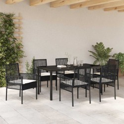 Ensemble de salle à manger pour jardin 7 pcs Noir polyrotin 563347563347