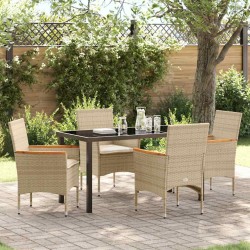 Ensemble de salle à manger pour jardin 5 pcs Beige polyrotin 563348563348