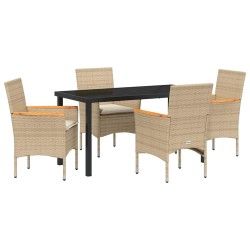 Ensemble de salle à manger pour jardin 5 pcs Beige polyrotin 563348563348