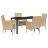 Ensemble de salle à manger pour jardin 5 pcs Beige polyrotin 563348563348