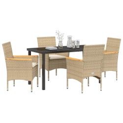 Ensemble de salle à manger pour jardin 5 pcs Beige polyrotin 563348563348