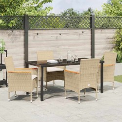 Ensemble de salle à manger pour jardin 5 pcs Beige polyrotin 563348563348