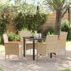 Ensemble de salle à manger pour jardin 5 pcs Beige polyrotin 563349563349