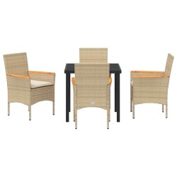 Ensemble de salle à manger pour jardin 5 pcs Beige polyrotin 563349563349