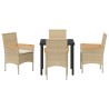 Ensemble de salle à manger pour jardin 5 pcs Beige polyrotin 563349563349