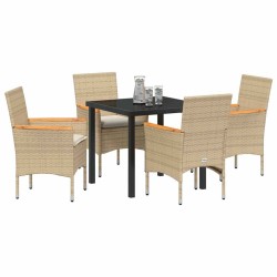 Ensemble de salle à manger pour jardin 5 pcs Beige polyrotin 563349563349