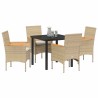 Ensemble de salle à manger pour jardin 5 pcs Beige polyrotin 563349563349