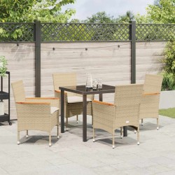 Ensemble de salle à manger pour jardin 5 pcs Beige polyrotin 563349563349