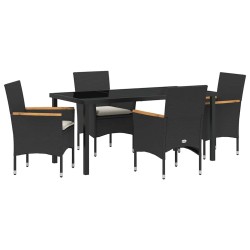 Ensemble de salle à manger pour jardin 5 pcs Noir polyrotin 563350563350