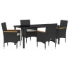 Ensemble de salle à manger pour jardin 5 pcs Noir polyrotin 563350563350