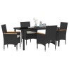 Ensemble de salle à manger pour jardin 5 pcs Noir polyrotin 563350563350
