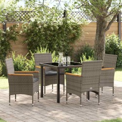 Ensemble de salle à manger pour jardin 5 pcs Gris polyrotin 563351563351