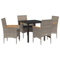 Ensemble de salle à manger pour jardin 5 pcs Gris polyrotin 563351563351