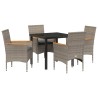 Ensemble de salle à manger pour jardin 5 pcs Gris polyrotin 563351563351
