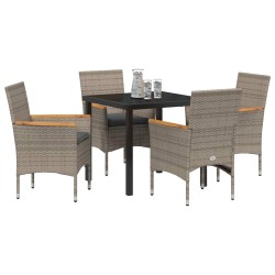 Ensemble de salle à manger pour jardin 5 pcs Gris polyrotin 563351563351