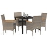 Ensemble de salle à manger pour jardin 5 pcs Gris polyrotin 563351563351
