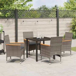 Ensemble de salle à manger pour jardin 5 pcs Gris polyrotin 563351563351