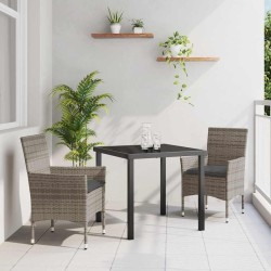 Ensemble de salle à manger pour jardin 3 pcs Gris polyrotin 563352563352