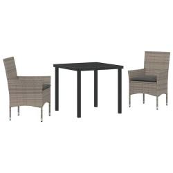 Ensemble de salle à manger pour jardin 3 pcs Gris polyrotin 563352563352