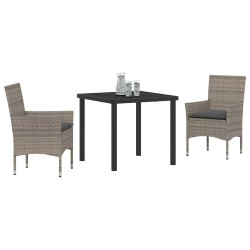 Ensemble de salle à manger pour jardin 3 pcs Gris polyrotin 563352563352