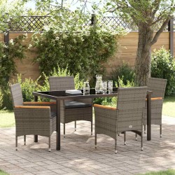 Ensemble de salle à manger pour jardin 5 pcs Gris polyrotin 563353563353