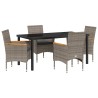 Ensemble de salle à manger pour jardin 5 pcs Gris polyrotin 563353563353
