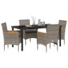 Ensemble de salle à manger pour jardin 5 pcs Gris polyrotin 563353563353