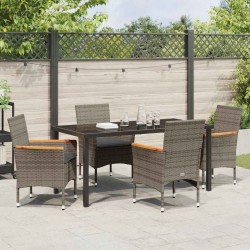 Ensemble de salle à manger pour jardin 5 pcs Gris polyrotin 563353563353