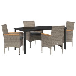Ensemble de salle à manger pour jardin 5 pcs Gris polyrotin 563354563354