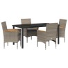 Ensemble de salle à manger pour jardin 5 pcs Gris polyrotin 563354563354