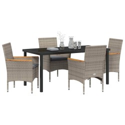 Ensemble de salle à manger pour jardin 5 pcs Gris polyrotin 563354563354