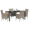 Ensemble de salle à manger pour jardin 5 pcs Gris polyrotin 563354563354