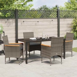 Ensemble de salle à manger pour jardin 5 pcs Gris polyrotin 563354563354