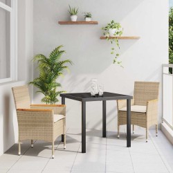 Ensemble de salle à manger pour jardin 3 pcs Beige polyrotin 563355563355