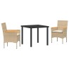 Ensemble de salle à manger pour jardin 3 pcs Beige polyrotin 563355563355